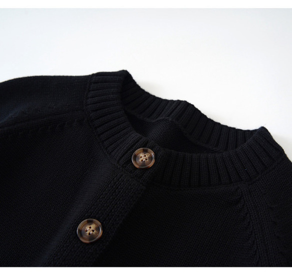 【コーディネートしやすい⭐︎つい毎日着たくなる ラグランスリーブ アウターみたいなカーディガン】ブラック T-00091 4枚目の画像