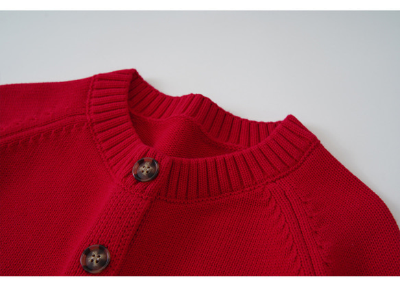 【コーディネートしやすい⭐︎つい毎日着たくなる ラグランスリーブ アウターみたいなカーディガン】レッド T-00091 3枚目の画像