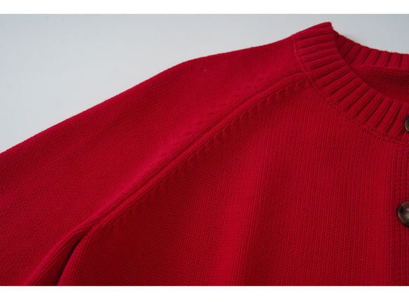 【コーディネートしやすい⭐︎つい毎日着たくなる ラグランスリーブ アウターみたいなカーディガン】レッド T-00091 5枚目の画像