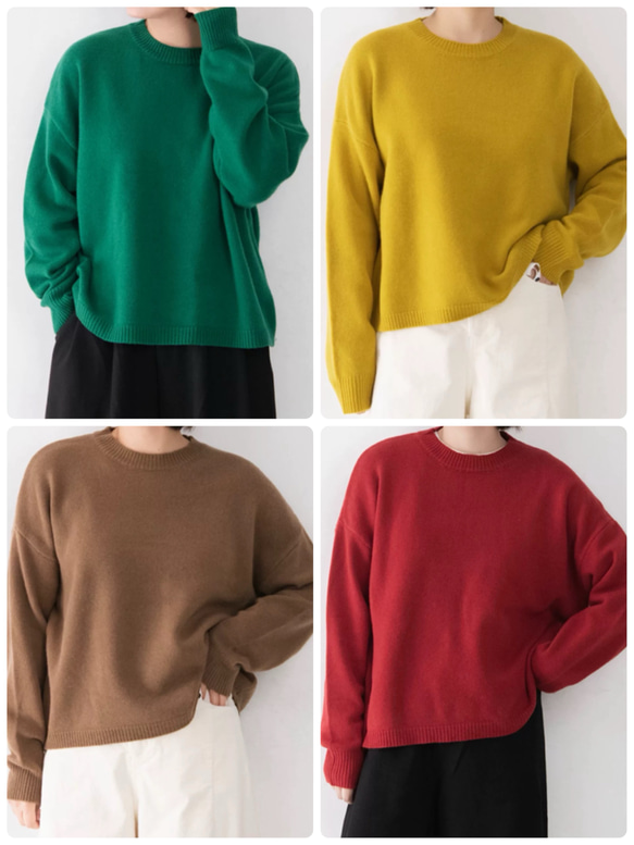 ウール100×軽量仕立て｜体型カバーも叶う、ゆるニット（４色展開 ) 1枚目の画像