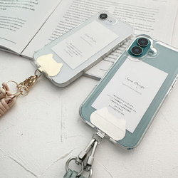 猫型 名入れ無料 ストラップホルダー ステンレス ホルダーシート スマホ ショルダー スマホケース 挟むだけ 8枚目の画像