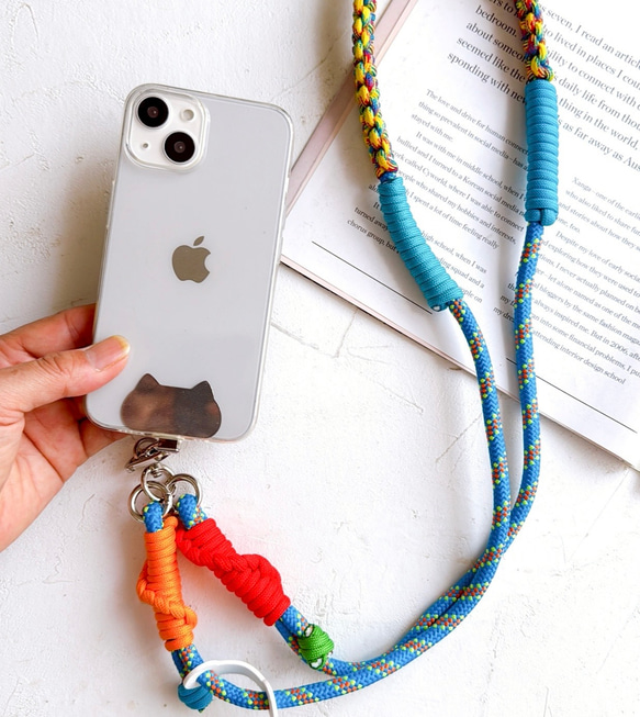 猫型 名入れ無料 ストラップホルダー ステンレス ホルダーシート スマホ ショルダー スマホケース 挟むだけ 2枚目の画像