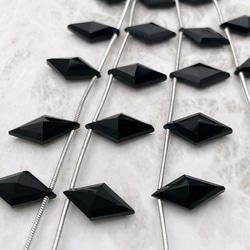 ブラックカルセドニー 6ピース オニキス ダイヤ型 ひし形 ハンドカット 20mm 10mm st0005 2枚目の画像