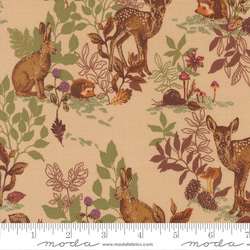 USAコットン(110×50) moda Autumn Forest 森の動物たち ベージュ 4枚目の画像
