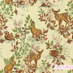 USAコットン(110×50) moda Autumn Forest 森の動物たち ベージュ 1枚目の画像