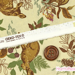 USAコットン(110×50) moda Autumn Forest 森の動物たち ベージュ 3枚目の画像