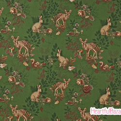 USAコットン(110×50) moda Autumn Forest 森の動物たち グリーン 2枚目の画像