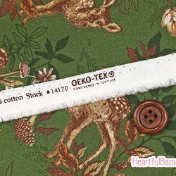 USAコットン(110×50) moda Autumn Forest 森の動物たち グリーン 3枚目の画像