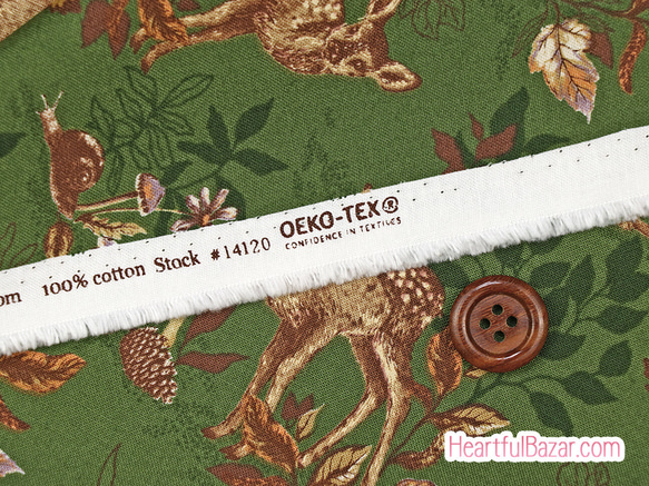 USAコットン(110×50) moda Autumn Forest 森の動物たち グリーン 3枚目の画像