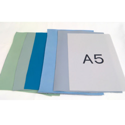 【革はぎれセット・国産牛革】Ａ5サイズ(縦21cm,横14.8cm)×５枚セット(ブルー・グリーン系)：A5-4 3枚目の画像