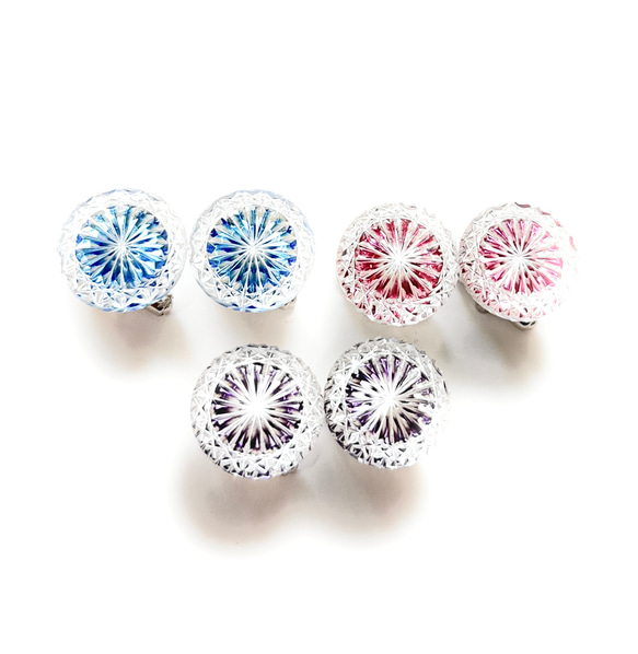 「煌めく希望・成功」東京切子カフスボタン18　輝煌　～きこう～　パープル 4枚目の画像