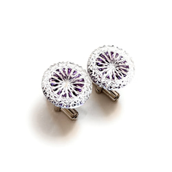 「煌めく希望・成功」東京切子カフスボタン18　輝煌　～きこう～　パープル 3枚目の画像