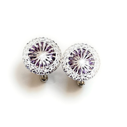 「煌めく希望・成功」東京切子カフスボタン18　輝煌　～きこう～　パープル 1枚目の画像