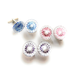 「煌めく希望・成功」東京切子カフスボタン18　輝煌　～きこう～　パープル 5枚目の画像