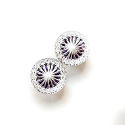 「煌めく希望・成功」東京切子カフスボタン18　輝煌　～きこう～　パープル 2枚目の画像