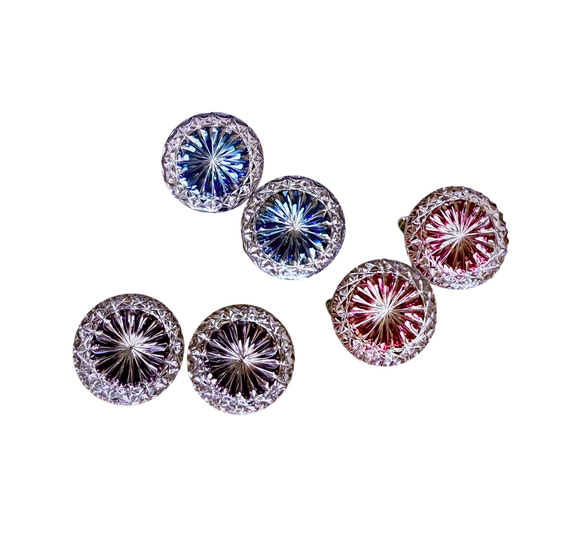 「煌めく希望・成功」東京切子カフスボタン18　輝煌　～きこう～　パープル 6枚目の画像