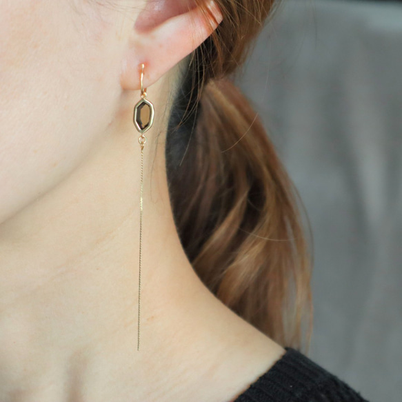 痛くないイヤリング/秋冬色キラリ選べる3色のロングイヤリング/金属アレルギー対応/359 2枚目の画像