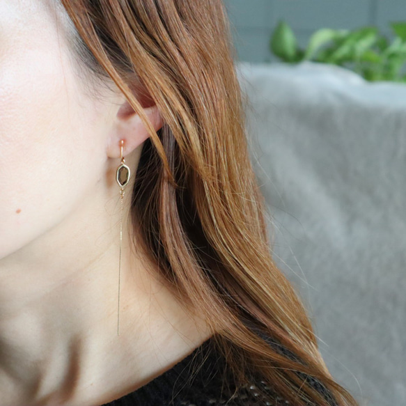 痛くないイヤリング/秋冬色キラリ選べる3色のロングイヤリング/金属アレルギー対応/359 6枚目の画像