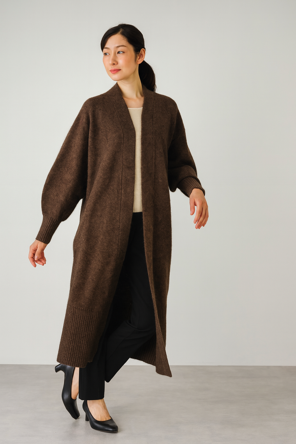 ヤク100% ロング ニットカーディガン