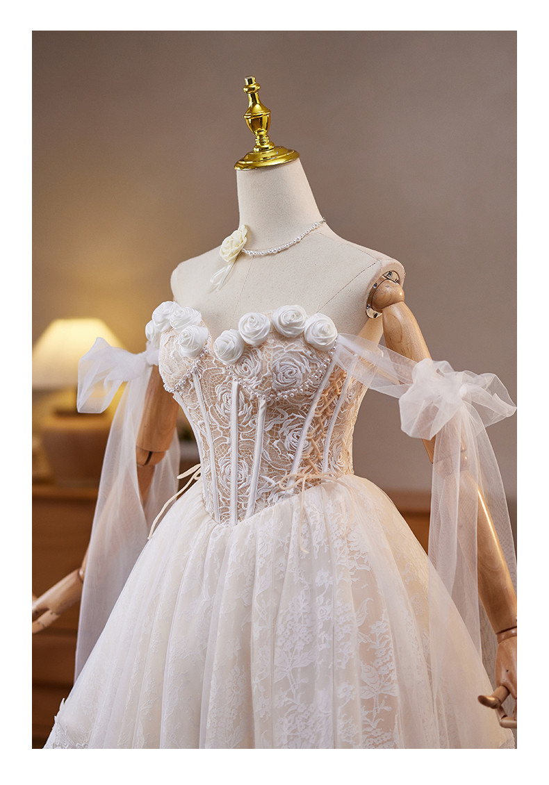 白 レース ショート丈 可愛い 綺麗 プリンセス パーティードレス 二次会 ウェディングドレス お呼ばれ LJ-677