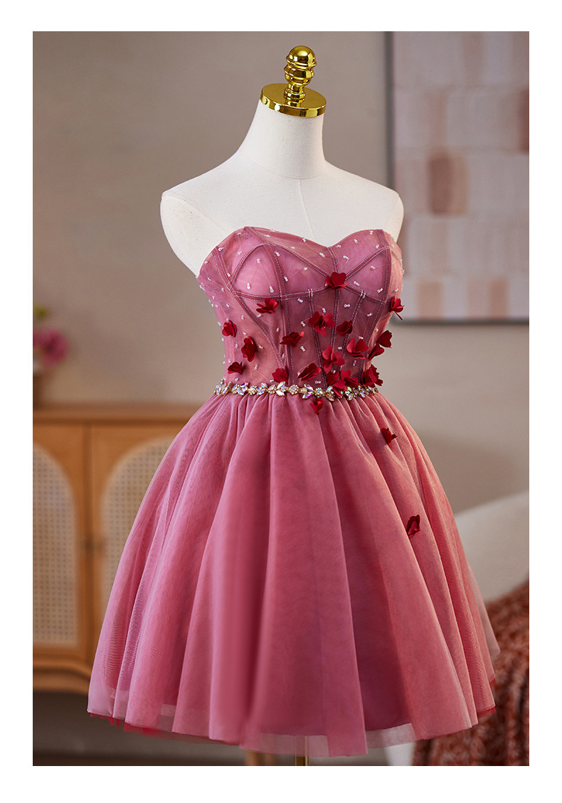 赤 ふわふわ ショート丈 可愛い プリンセス パーティードレス 二次会 ウェディングドレス お呼ばれ LJ-676