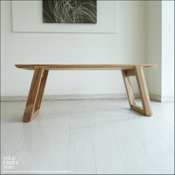 チーク無垢材 ベンチDiag/120 長椅子 ダイニングベンチ 椅子 イス 無垢材ベンチ ナチュラル 世界三大銘木 1枚目の画像