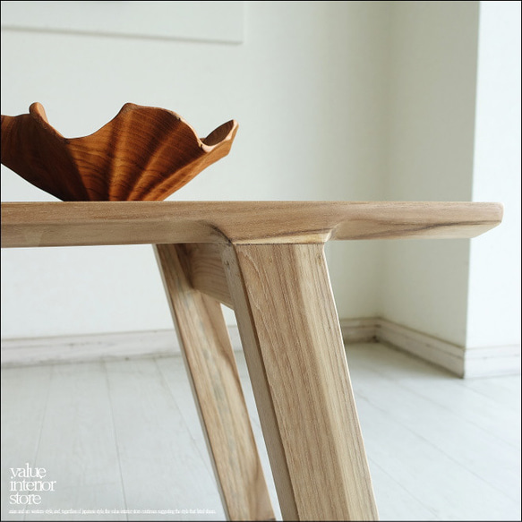 チーク無垢材 ベンチDiag/120 長椅子 ダイニングベンチ 椅子 イス 無垢材ベンチ ナチュラル 世界三大銘木 3枚目の画像