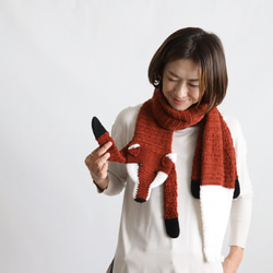 新色　冬支度　寒がりなキツネ　KITSUNE　アニマル　マフラー　ロング巻き　ストール　E70G 10枚目の画像