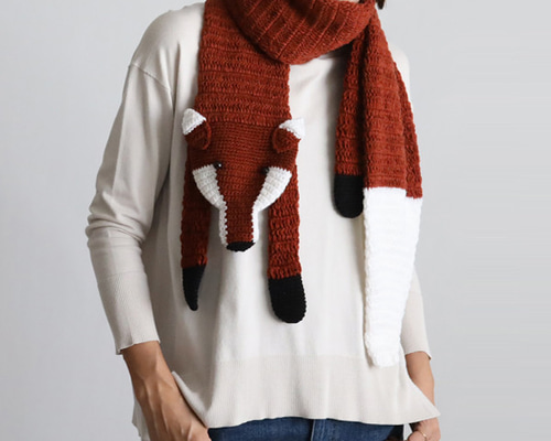 新色 冬支度 寒がりなキツネ KITSUNE アニマル マフラー ロング