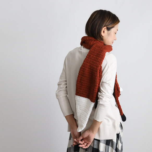 新色　冬支度　寒がりなキツネ　KITSUNE　アニマル　マフラー　ロング巻き　ストール　E70G 5枚目の画像