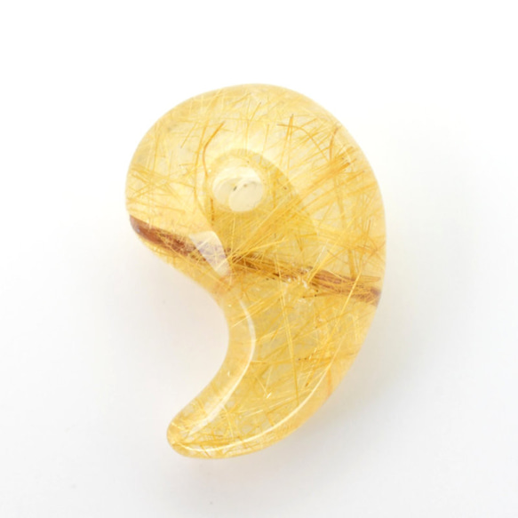 【チャンスを呼び込む金針のたすき掛け☆】人気 勾玉 ゴールド ルチル クォーツ 一点物【KMr66】自分らしく 京海堂 1枚目の画像