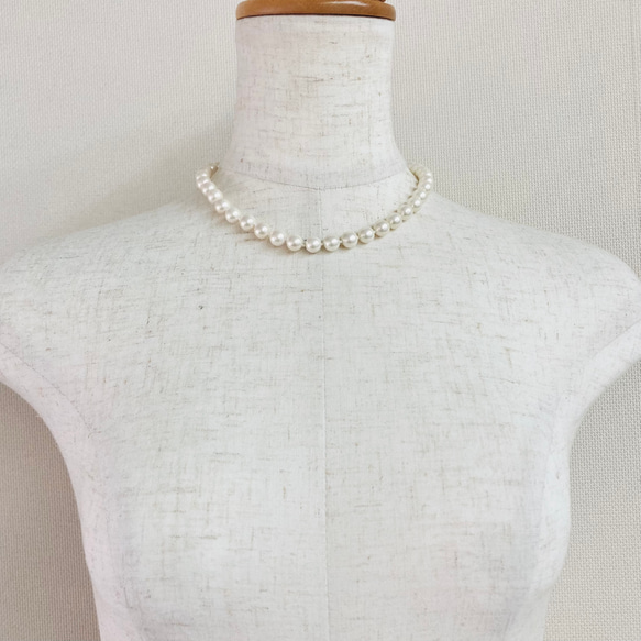 貝パールオールノットネックレスセットS/イヤリング又はピアス/エクリュピンク/専用ケース付/made in japan 9枚目の画像