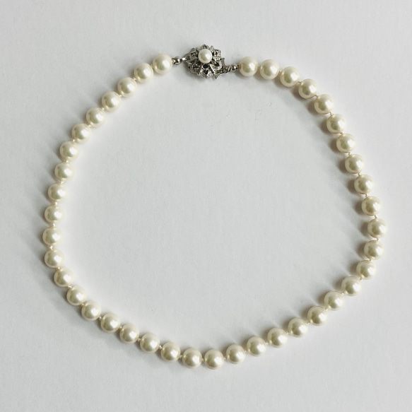 貝パールオールノットネックレスセットS/イヤリング又はピアス/エクリュピンク/専用ケース付/made in japan 3枚目の画像