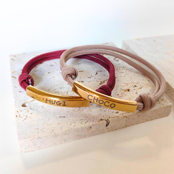 通しタイプ（スリット型） パラコード×揺れない迷子札（ステンレス