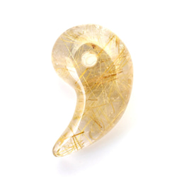 【抜群の透明感と美しく伸びる金針】人気 勾玉 ゴールド ルチル クォーツ 一点物【KMr67】お守り効果 京海堂 1枚目の画像