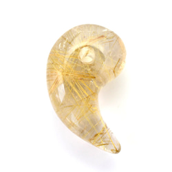 【抜群の透明感と美しく伸びる金針】人気 勾玉 ゴールド ルチル クォーツ 一点物【KMr67】お守り効果 京海堂 2枚目の画像