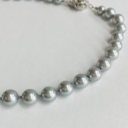 貝磨きパールオールノットネックレスセットケース付/8mmネックレス+イヤリング/グレー/made in japan 6枚目の画像