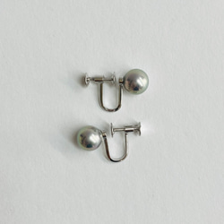 貝磨きパールオールノットネックレスセットケース付/8mmネックレス+イヤリング/グレー/made in japan 12枚目の画像