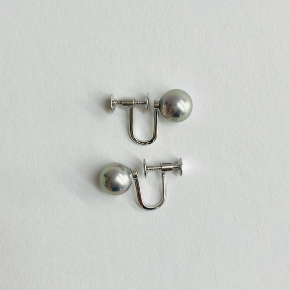 貝磨きパールオールノットネックレスセットケース付/8mmネックレス+イヤリング/グレー/made in japan 12枚目の画像