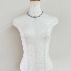 貝磨きパールオールノットネックレスセットケース付/8mmネックレス+イヤリング/グレー/made in japan 8枚目の画像