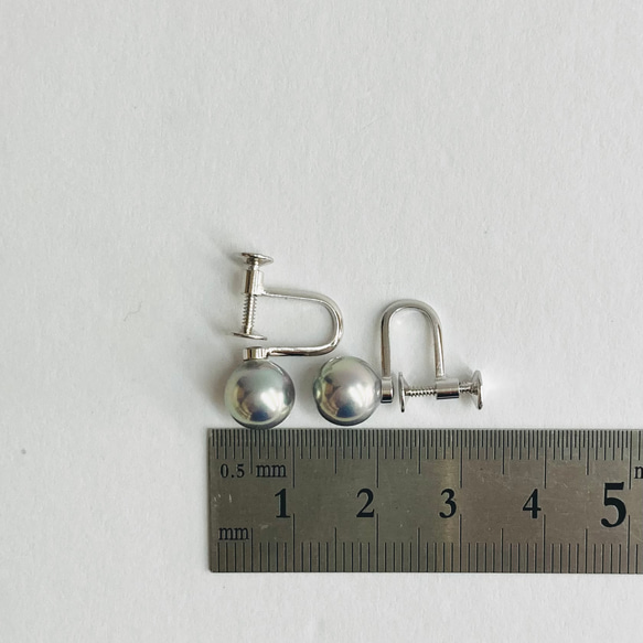 貝磨きパールオールノットネックレスセットケース付/8mmネックレス+イヤリング/グレー/made in japan 13枚目の画像