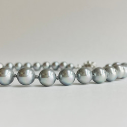 貝磨きパールオールノットネックレスセットケース付/8mmネックレス+イヤリング/グレー/made in japan 10枚目の画像