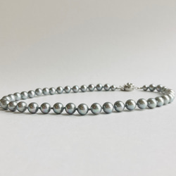 貝磨きパールオールノットネックレスセットケース付/8mmネックレス+イヤリング/グレー/made in japan 4枚目の画像