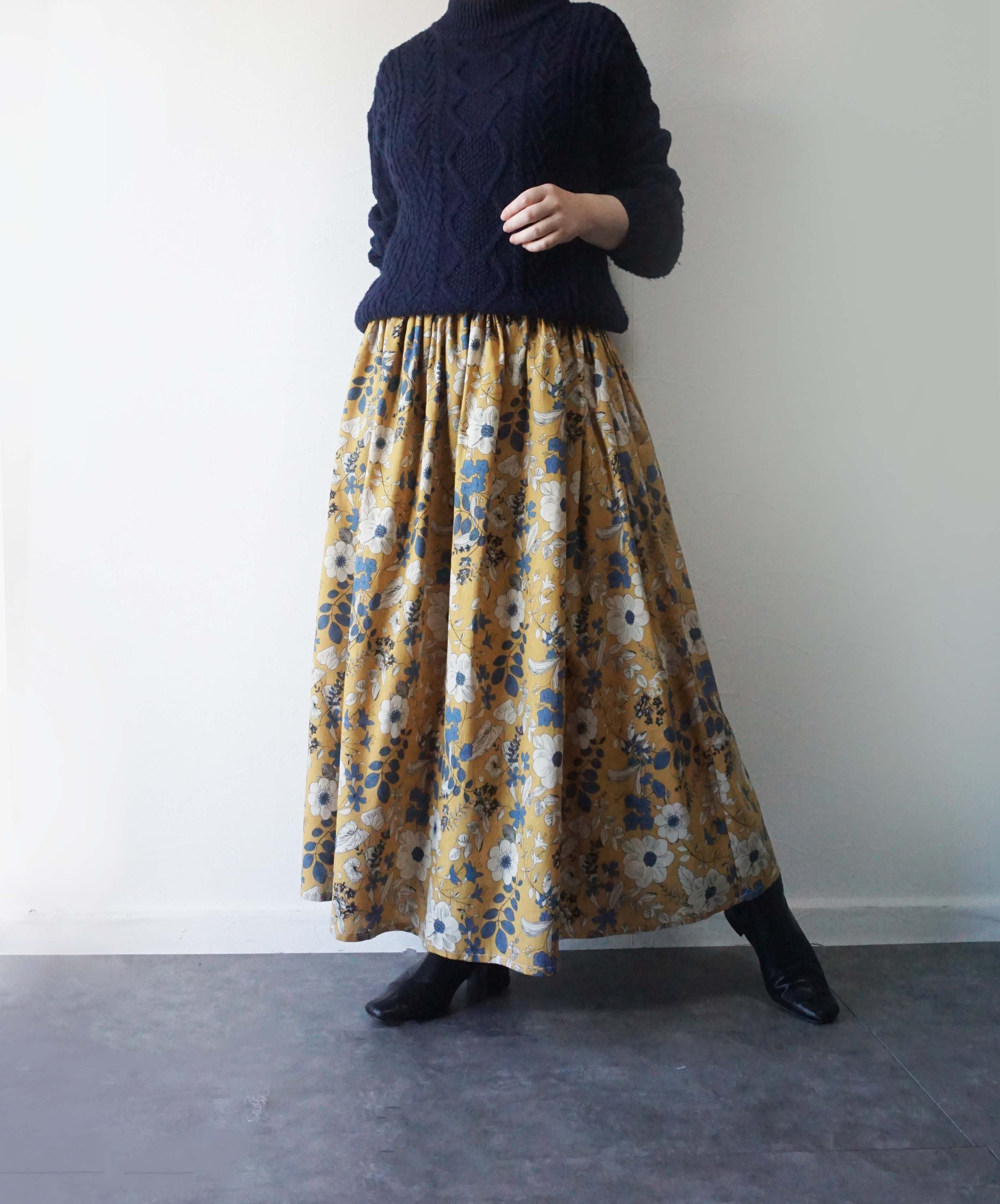 コットンリネンマスタードフラワー