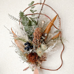 ベージュとモカ　アンティーク　横長スワッグ ベージュとモカ アンティーク 横長スワッグ