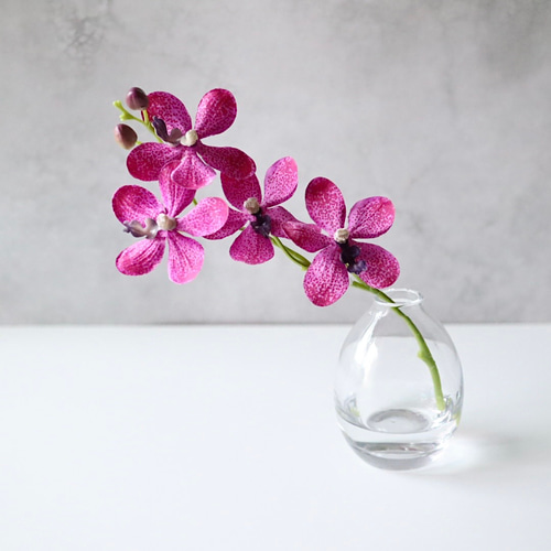 モカラ 蘭 フェイクフラワー アーティフィシャルフラワー 花瓶 ガラス