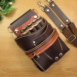 ライトグレー＆ホワイト　９丁差し　本革シザーケース　SCA-243/CHA シザーケース本革5丁用 -square s- |シザーケース専門店｜美容師