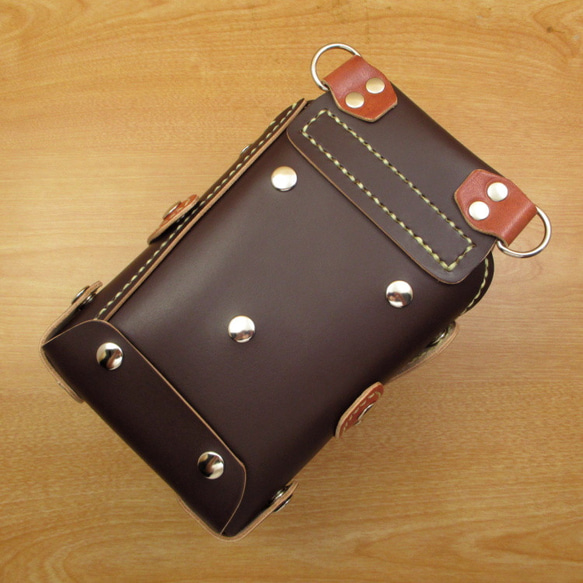 【トリマー向き】  本革　８丁差し シザーケース  ( ダークブラウン×茶色 )　TSC-13/CDB 4枚目の画像