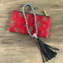 畳縁　硬幣錢包　名片夾　馬　松竹梅　日式　紅色和金色 第5張的照片