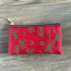 畳縁　硬幣錢包　名片夾　馬　松竹梅　日式　紅色和金色 第8張的照片